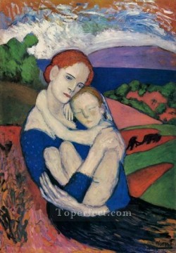 Madre e hijo Maternidad Madre sosteniendo al niño 1901 Pablo Picasso Pinturas al óleo